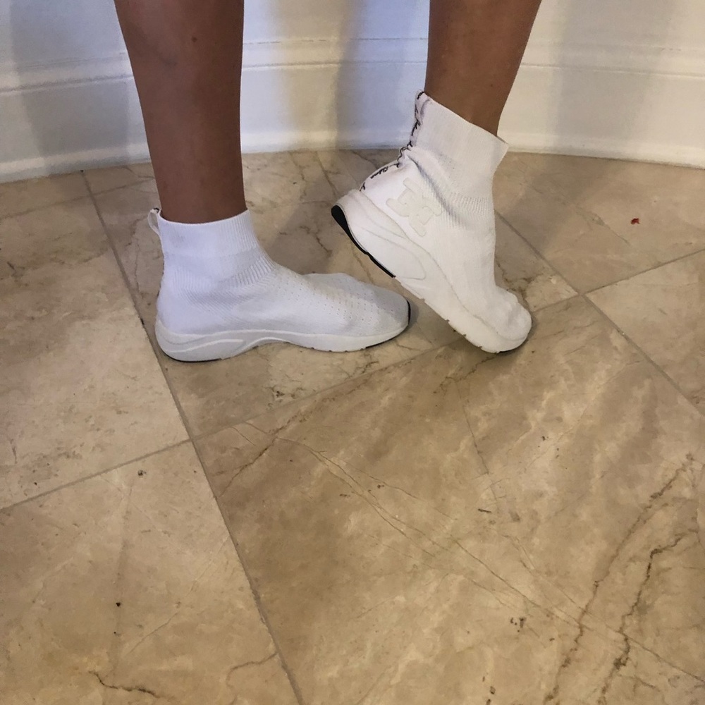 White Sam Edelman pull on sneakers. Worn once.